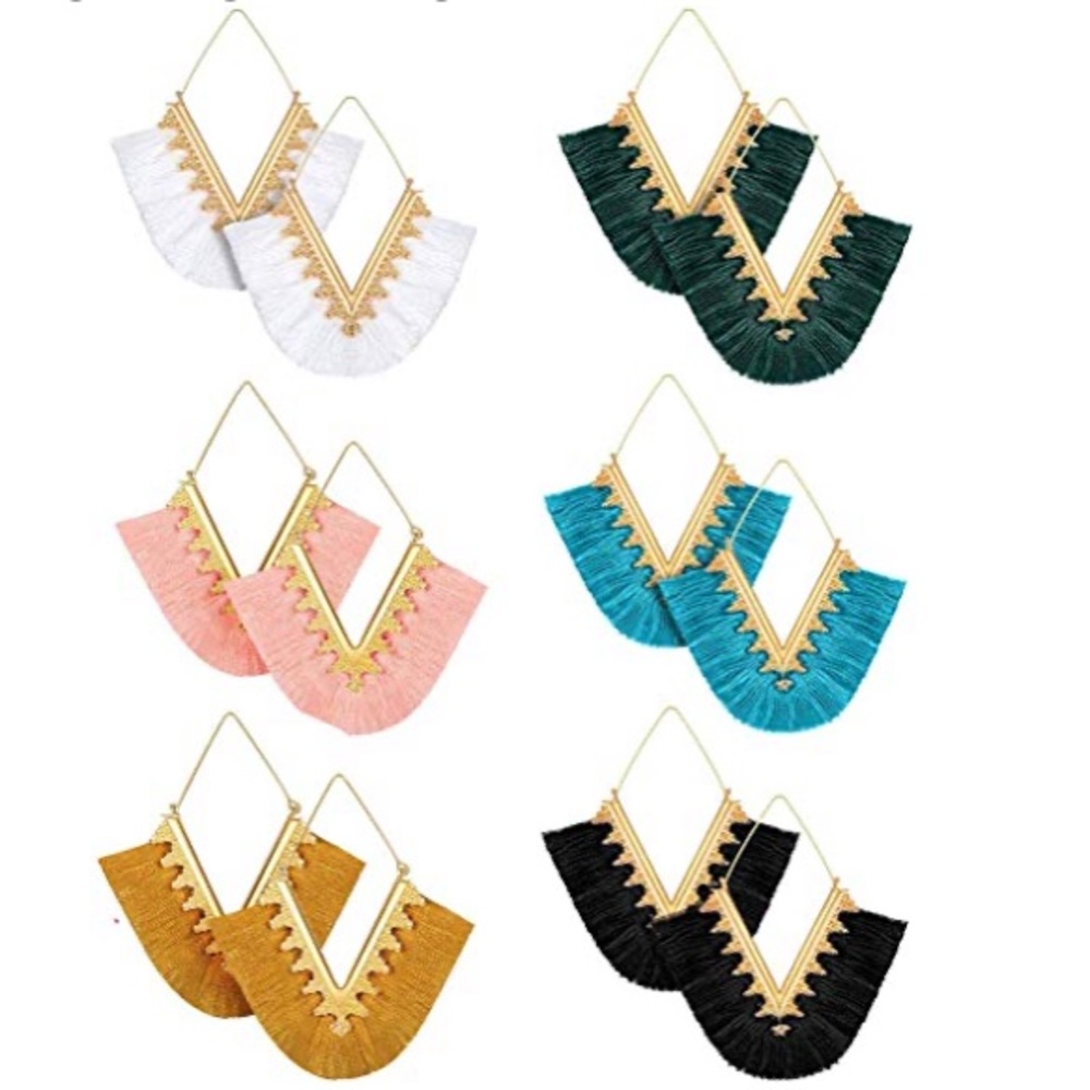 Colorful statement Boho tassel earrings